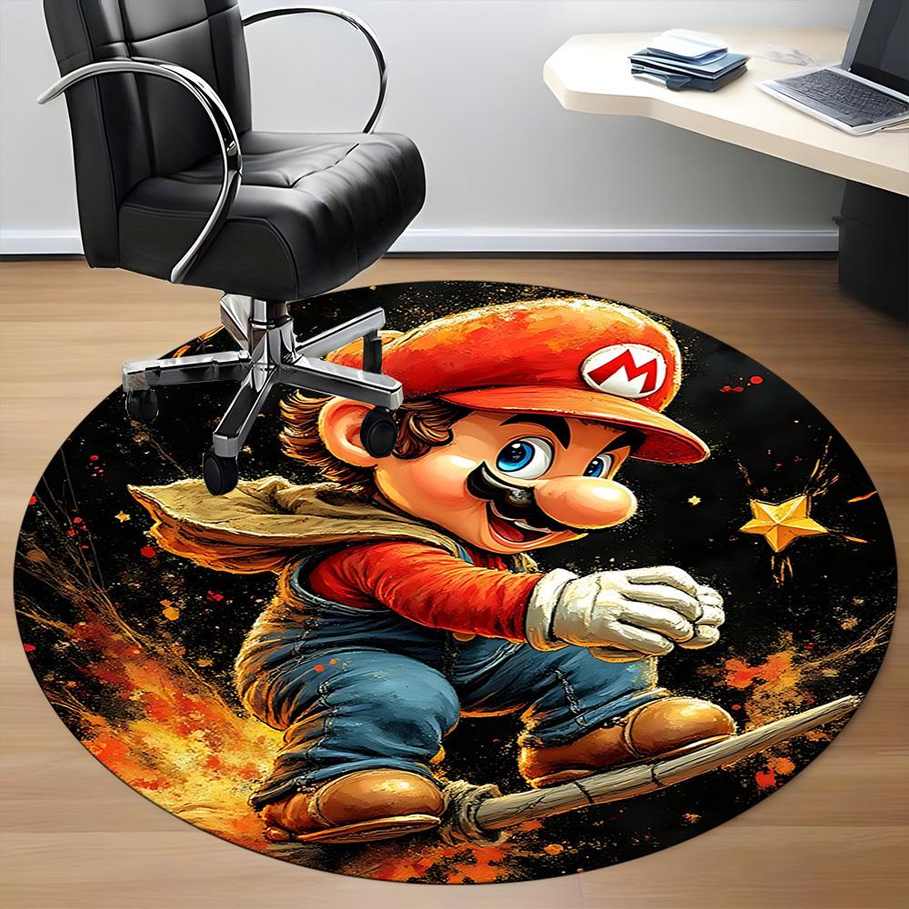 1pc Mario Adventure Office Round Area Rug, Indoor Mat Suitable For Office, Bedroom Living Room Home Decor, Room Deco, Offic a0928184