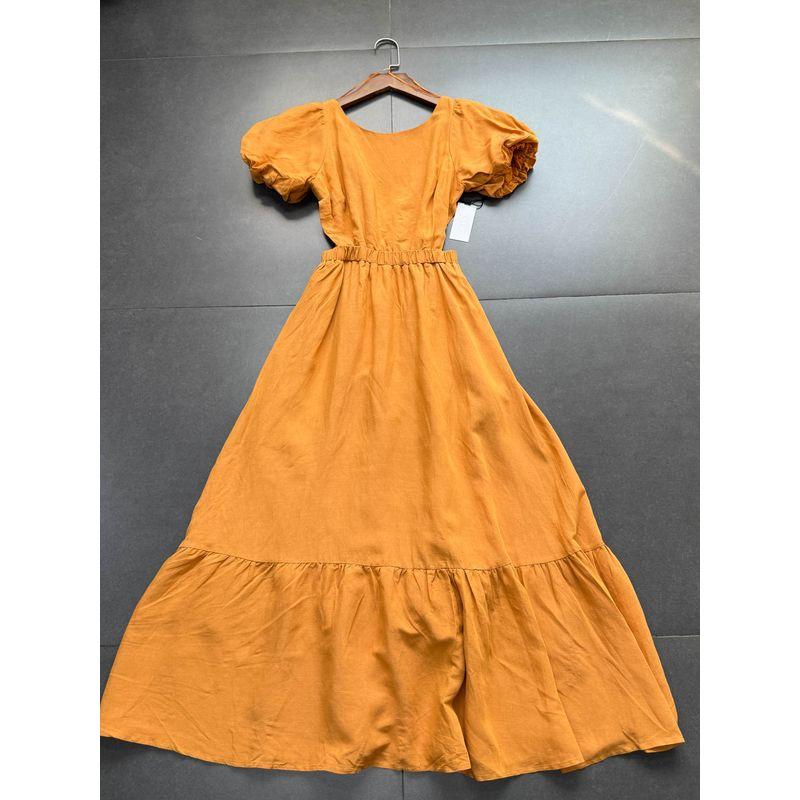 Foreign Trade Order @ Str35% Linen/65% Lysel Princess on the Run A Word Swing Temperament Big Backless Dress Long dress