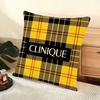 Clinique Fashion Brand Logo Cushion Cover Silky Short Plush Home Sofa Cushion Cover - Invisible Zipper Home Decoration