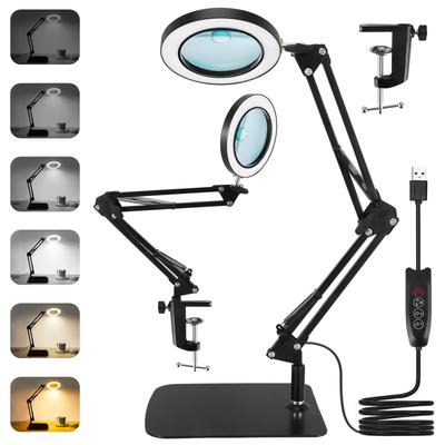2024 New Magnifying Glass with LED 10x USB Angle Stepless High Model Reading 2-in-1 Stand, Light, Magnification, Powered, 360° Adjustment, Dimming,