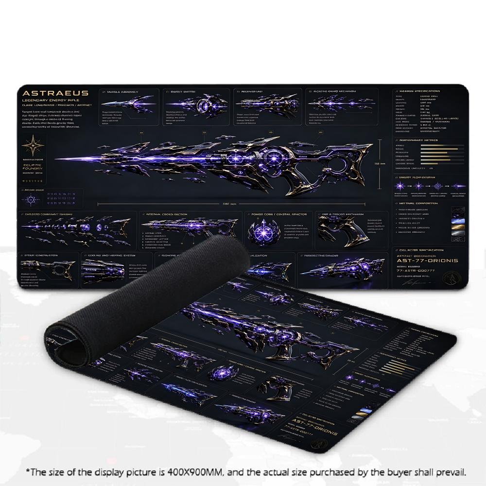 Sci-Fi Mech Rüstung Mecha Bauplan XXL Schreibtischunterlage Futuristische Gewehr Raumschiff Groß Rutschfest Gummi Tastatur Gaming Büro Mauspads