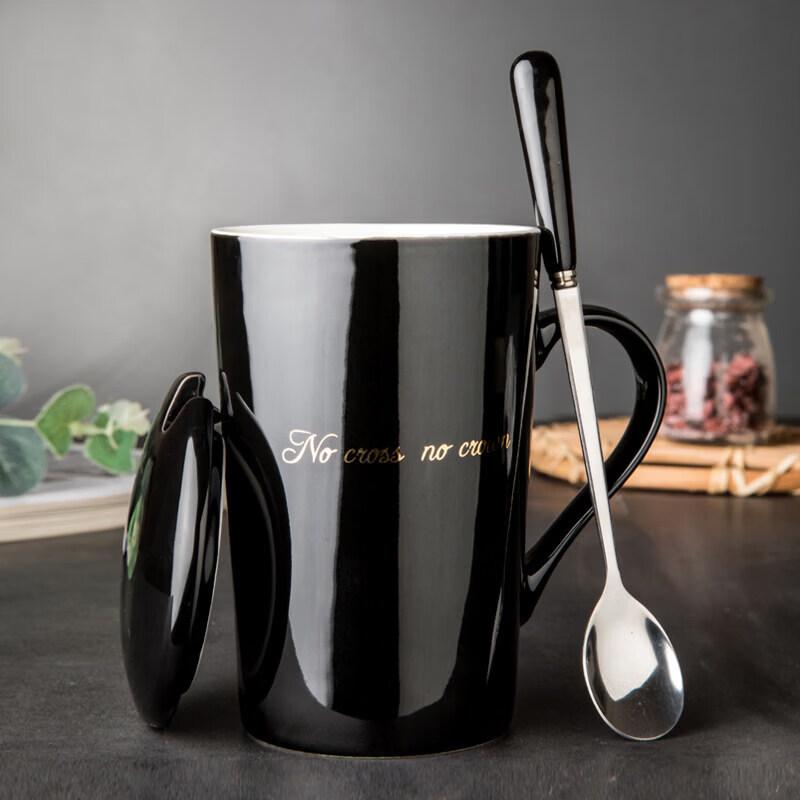 Star-Marked Large Capacity Ceramic Mug with Coaster