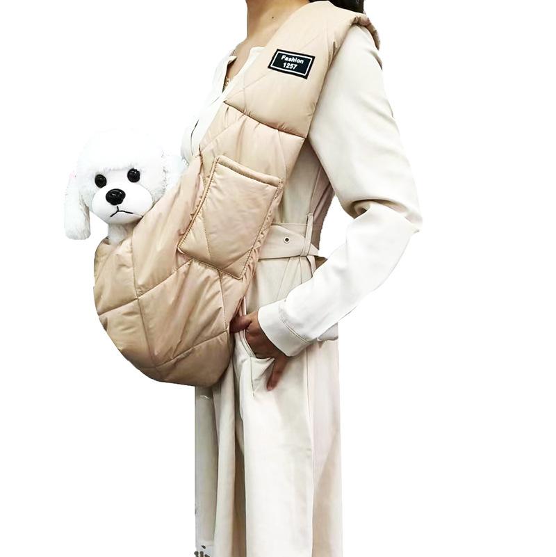 Thickened Winter Warm Dog and Cat Sling Carrier Little Pet Carrier Shoulder Crossbody Pet Slings for Outdoor Traveling Subway