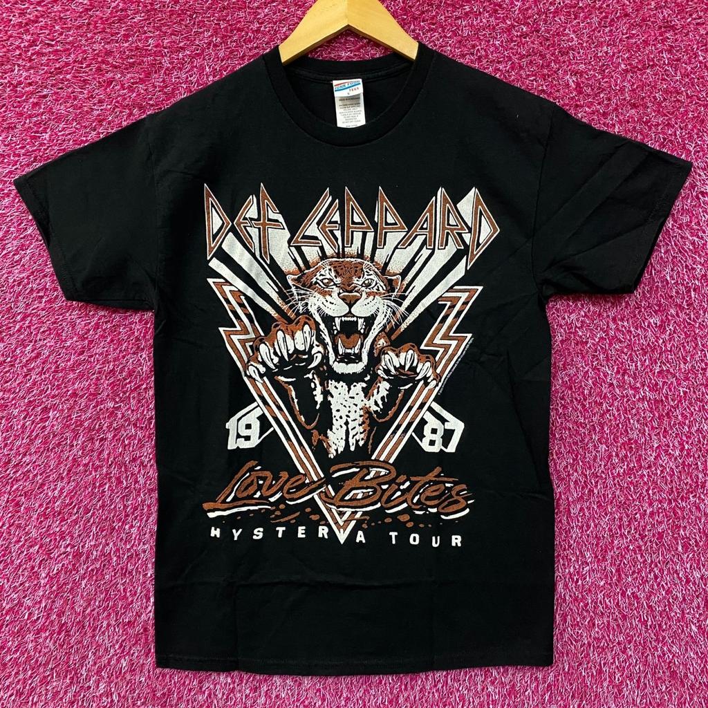 Def Leppard Love Bites Hysteria Tour 1987 Junk Food 100% Cotton T-shirt Mens Tees Top
