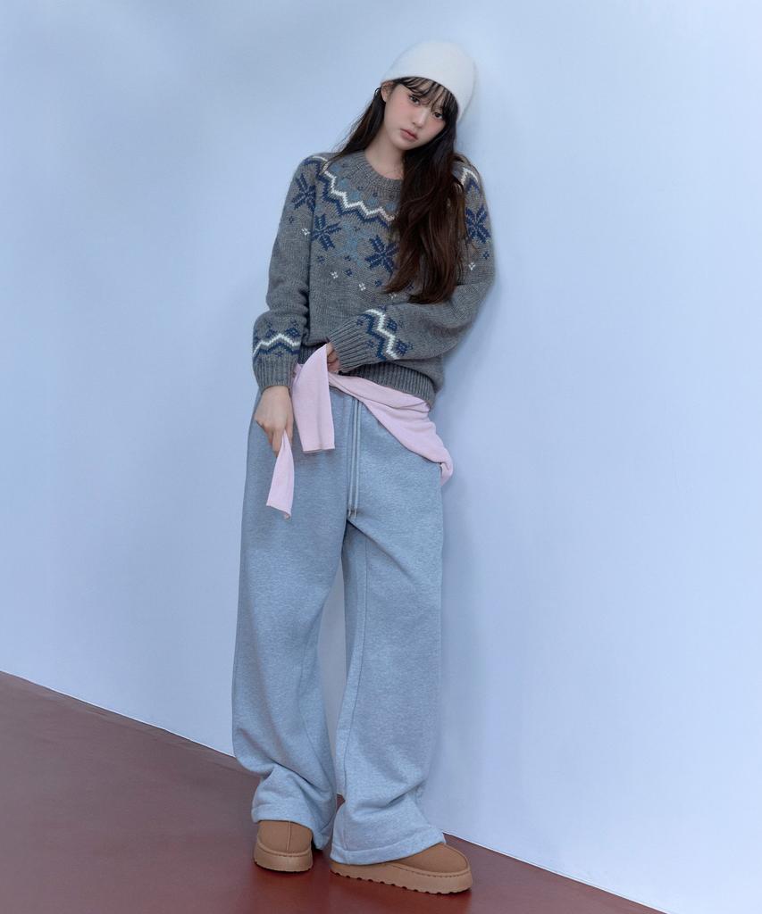 ROLAROLA Jacquard Nordic Wool Knit Gray