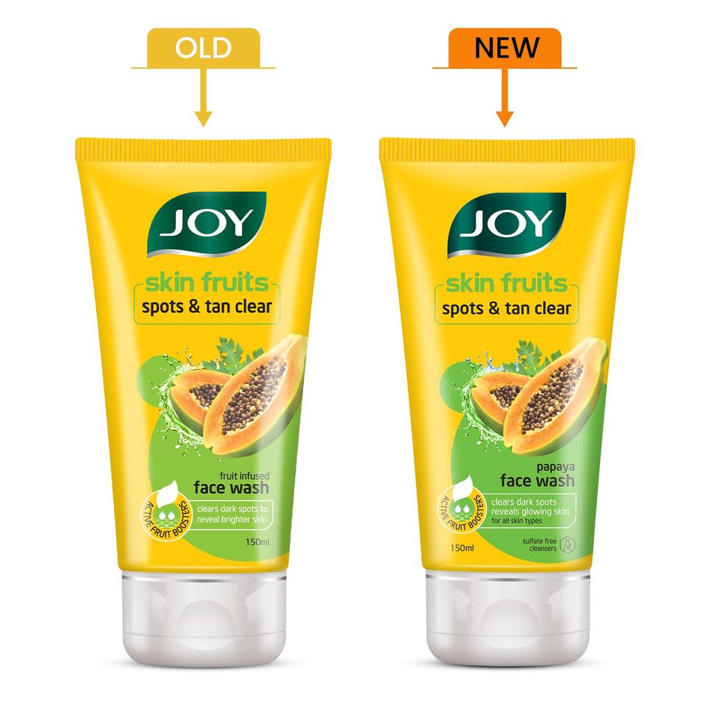 JOY Skin Fruits Spots & Tan Clear Face Wash 150ml X2 Pack With Papaya Vitamin C For Healthy Glowing Skin