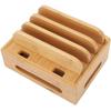 Oumefar Bamboo Multi-Device Stand Holder Charging Station Phone Tablet Charger Organizer 4 in 1 Charging Station for Multiple Devices for Meeting