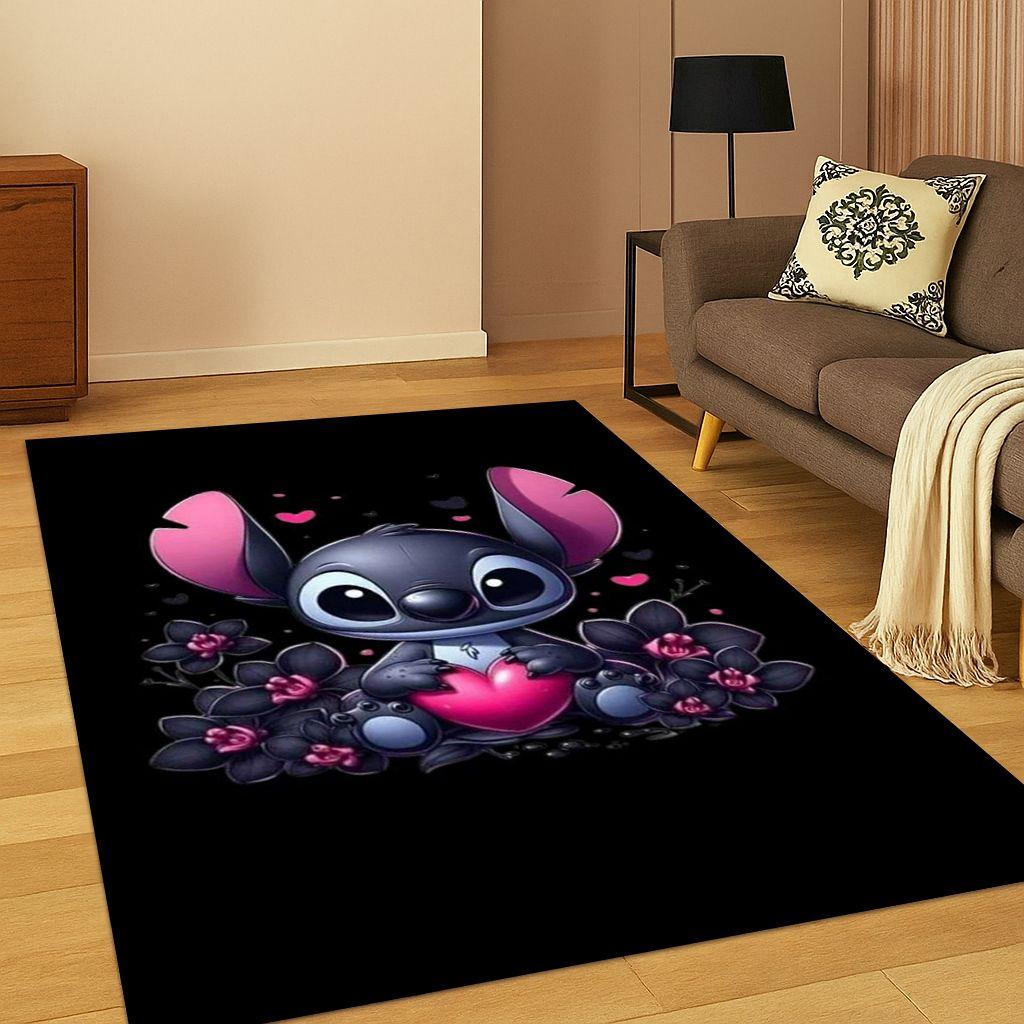 3D Lilo & Stitch Monster Cartoon Cute Child Carpet Rug for Playroom Living Room Bedroom Decor,Non-slip Game Floor Mat Gift