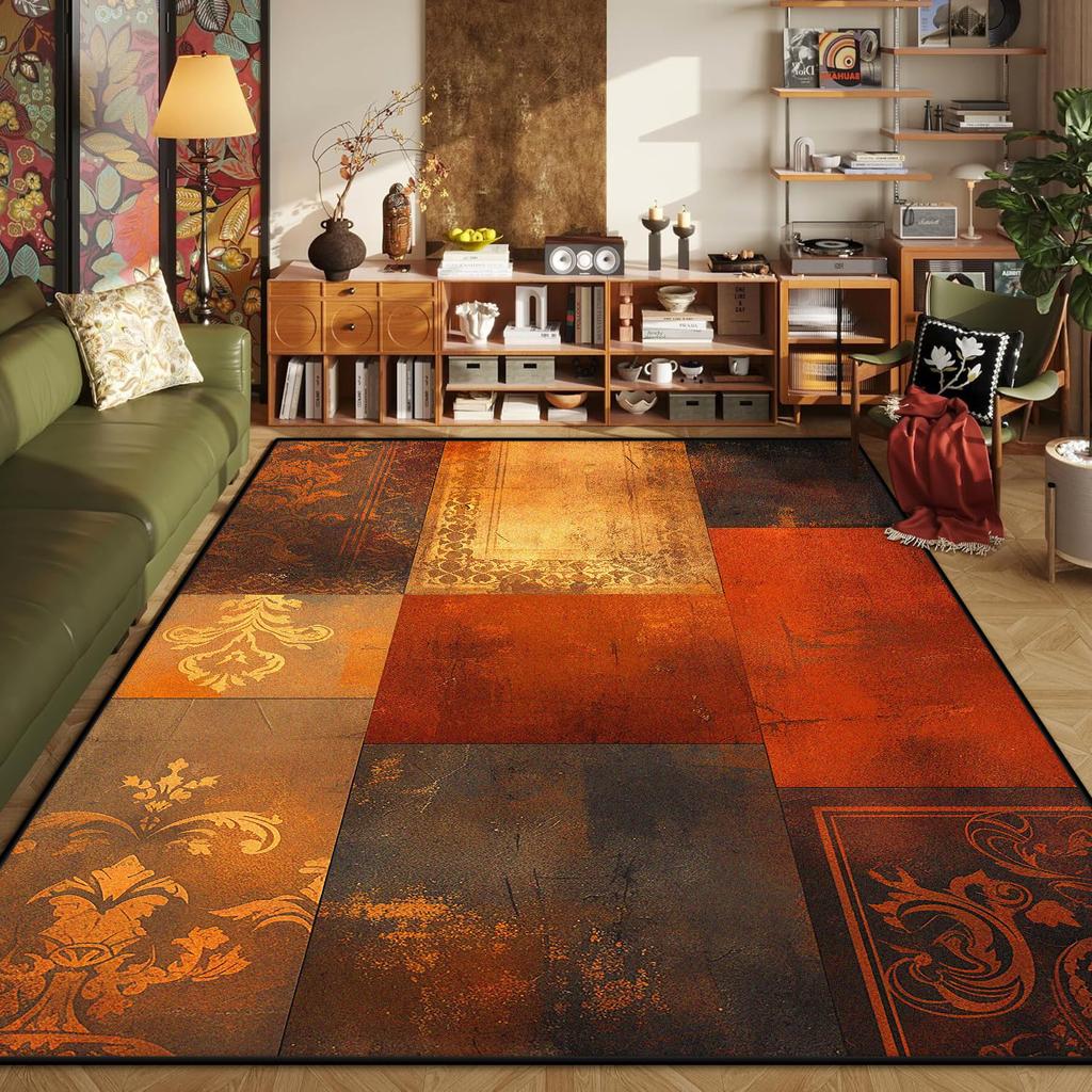 Abstract Geometric Carpets for Living Room Plush Decoration Home Retro Nordic Non-slip Floor Mat Washable Bedroom Cloakroom Rugs