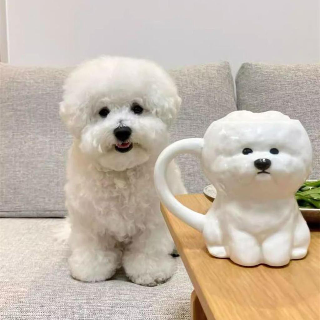 Bichon Frisé Welpe Keramiktasse Neuheit Welpen Tassen Kreativ Lustig Haus Trinkbecher Kaffeetasse Paar Tasse Festival Geschenk
