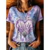 Women's Yellow Tie-Dye Sunflower Butterfly Print Round Neck T-Shirt Short Sleeve Casual Tops for Spring Summer