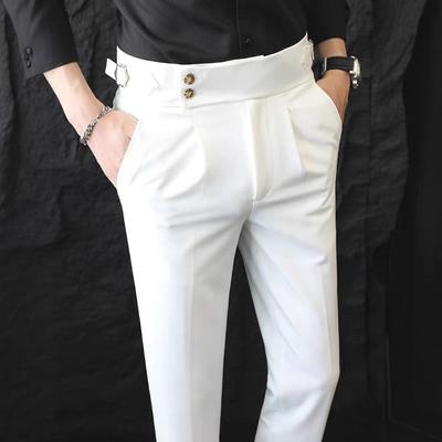 Herren Britischer Stil Gurkha Bügelfrei Gerade Business Casual Lange Hosen