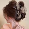 New Mesh Tulle Large Bowknot Grab Clip Elegant Retro Female Ponytail Braid Claw Clip Hair Accessories Gift Headdress