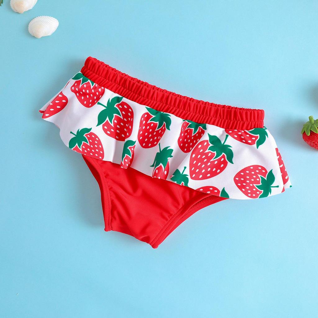 Girls' Strawberry Print Two-Piece Bikini Set