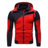 New Style Fashionable Men's Personalized Color-blocking Double-layer Zipper Hooded Cardigan Slim and Versatile Sweatshirt