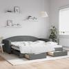 Vidaxl Extendable Sofa with Drawers, Dark Grey, 100X200 Cm, Fabric