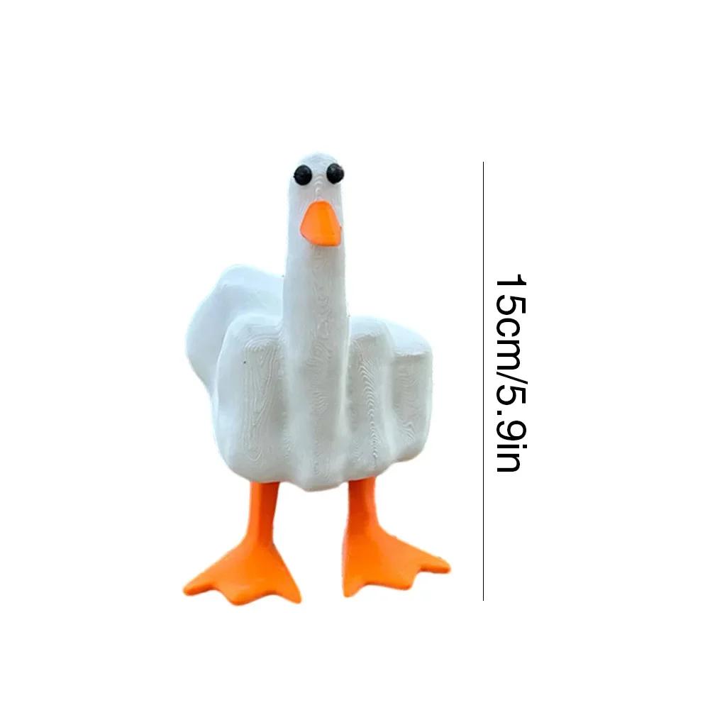 Creative Funny Little Duck Personalized Middle Finger Resin Statue Home Desktop Craft Ornament Garden Sculpture Decor Gift
