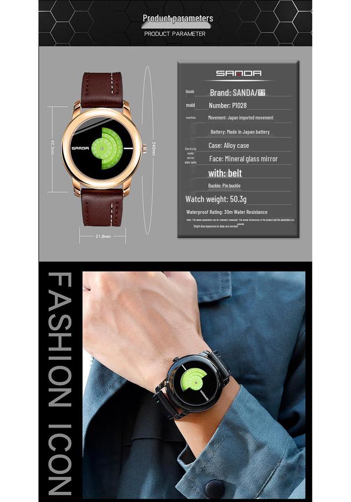 Sanda Waterproof Quartz Watches: Fashionable Unisex Casual and Commuting Couple's Wristwatches