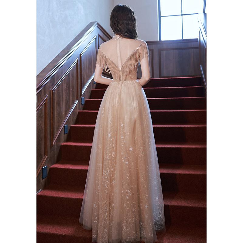 Evening dress women's 1011 summer banquet temperament vocal art test long celebrity host dignified atmospheric dress