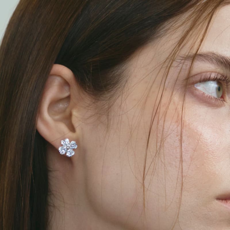 TORTOISE [Silver925] Cetin Clover Earrings (#silver#gold)