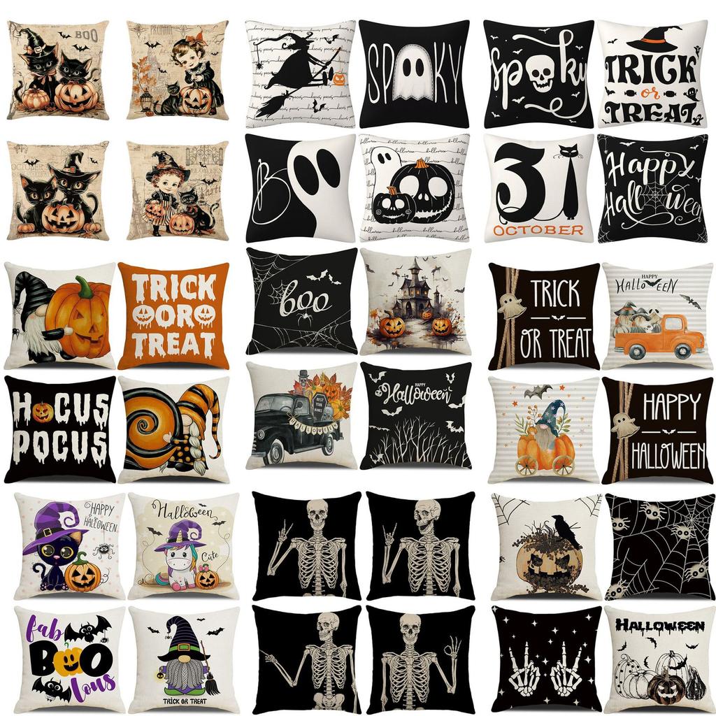 Halloween Pillowcase Pumpkin Skull Funny Ghost Cushion Cover Sofa Living Room Decoration Pillow