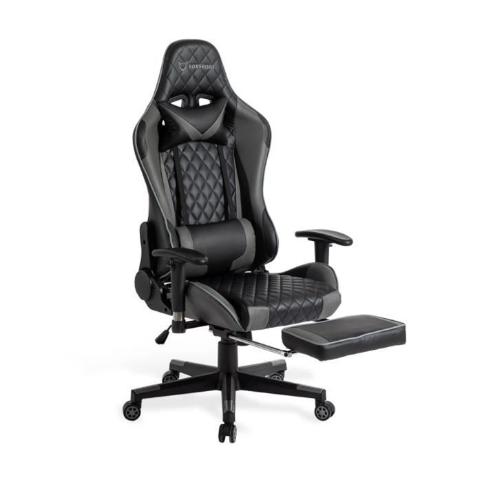 Chaise gamer - Foxsport - Ergonomique - Repose-pieds télescopique - Réglable en hauteur - Accoudoirs réglables
