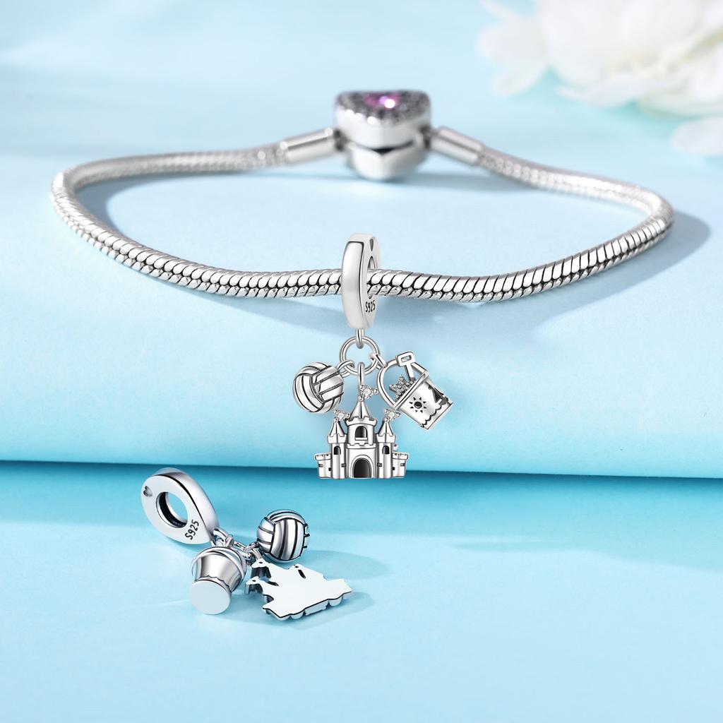 Copper Metal Volleyball Sand Bucket Castle Pendant Bead Components Bracelet High Quality Fine Jewelry Charm Bead Components Compatible With Women