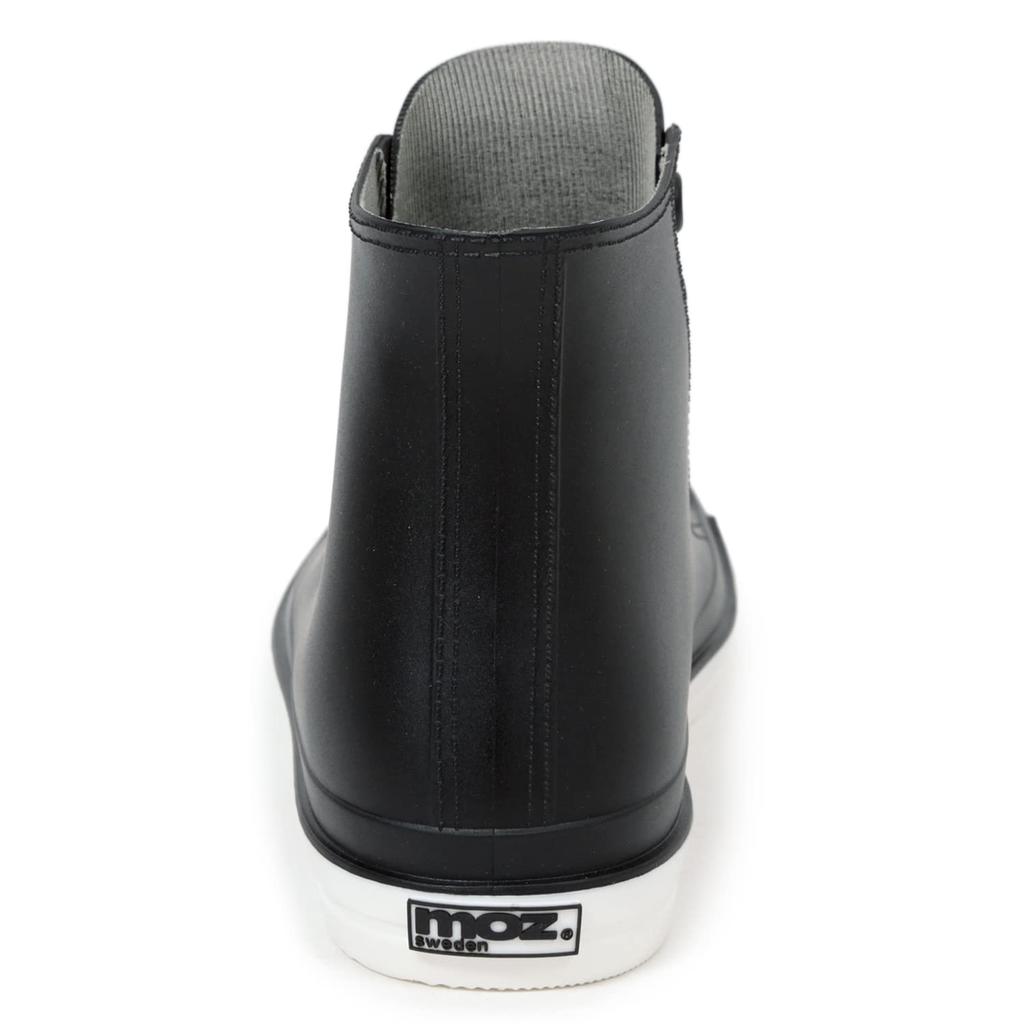 Akiriko MOZ Rain Sneakers with Molded Size L Women's High-Top One-Piece Insoles, Black/White,