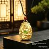 Zinc Alloy Pendant Necklace Auspicious Cloud Decor Border Laughing Monk Statue Charm Jewelry For Daily Wear Gift