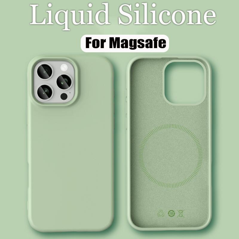 

Liquid Silicone For Magsafe Phone Case For iPhone 17 16 Plus 15 14 13 12 Pro Max 16e Wireless Charging Skin Smooth Cover iPhone 14 Pro