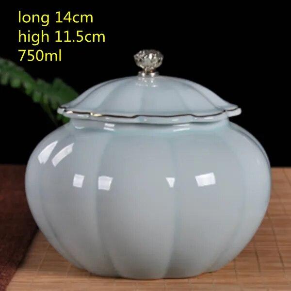Chinese-style Ceramic Tea Cans with Lid Sealed Dried Fruit Snack Storage Boxes Kitchen Supplies