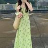 Plus Size Elegant V-neck Floral Puff Sleeve A-line Dress - Slimming Summer Arrival