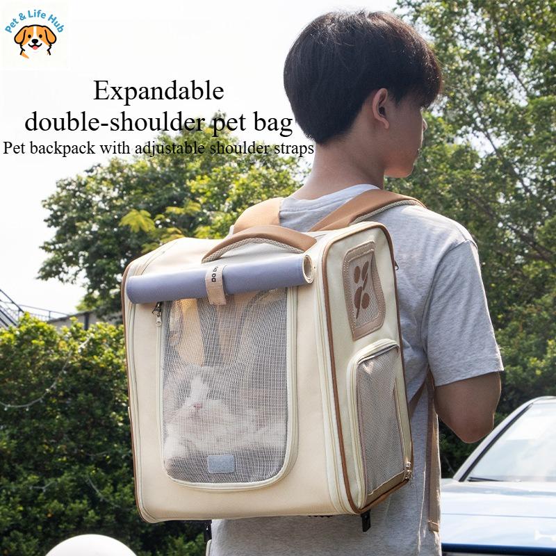 Portable and breathable double-shoulder backpack for pets, suitable for cats and dogs, with large capacity Pet supplies
