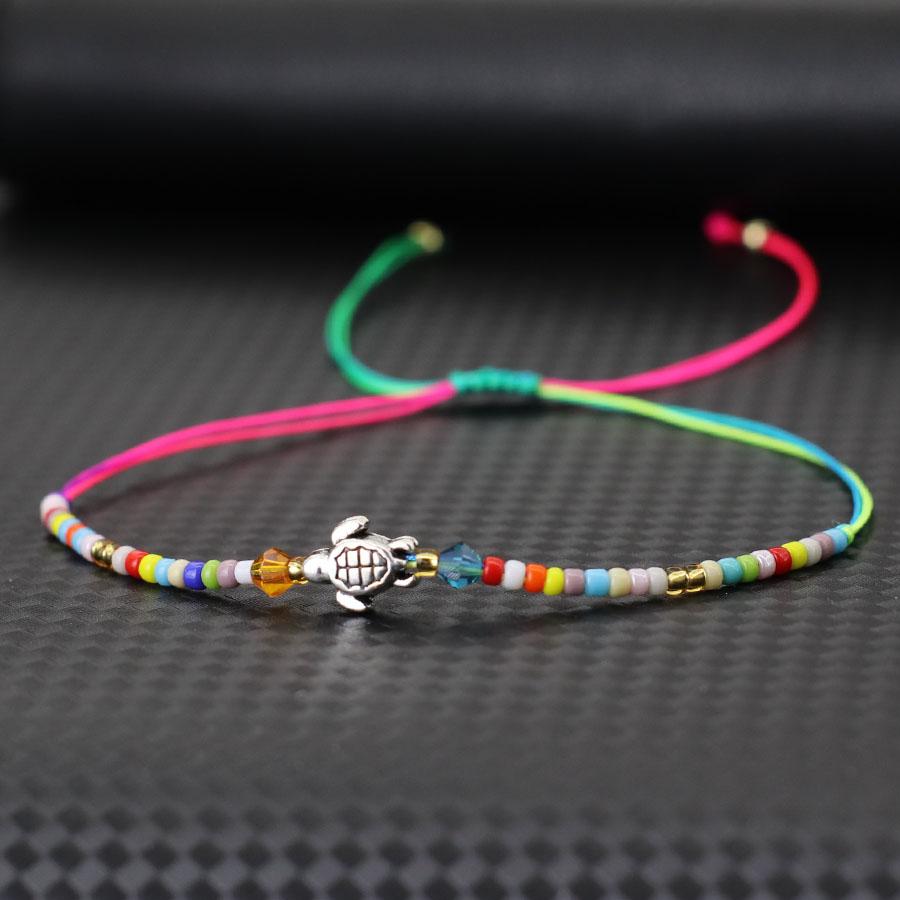 Neues handgeknüpftes dünnes Schnurarmband für Männer und Frauen, Strand, Surfen, Schildkröten-Armband, Bohemia Samenperlen-Armband, Valentinstagsgeschenk