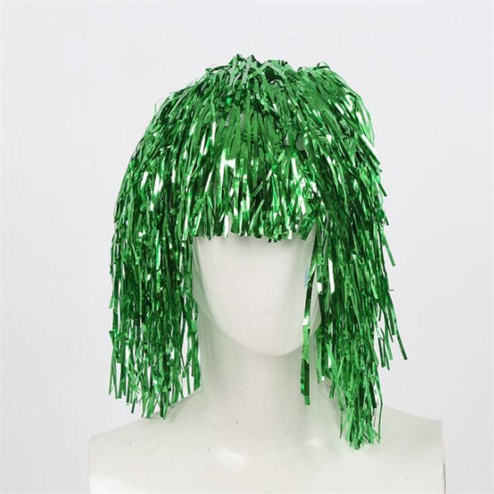 Glitter Halloween Colored Wig Funny Shiny Party Wig Short Foil Tinsel Wigs