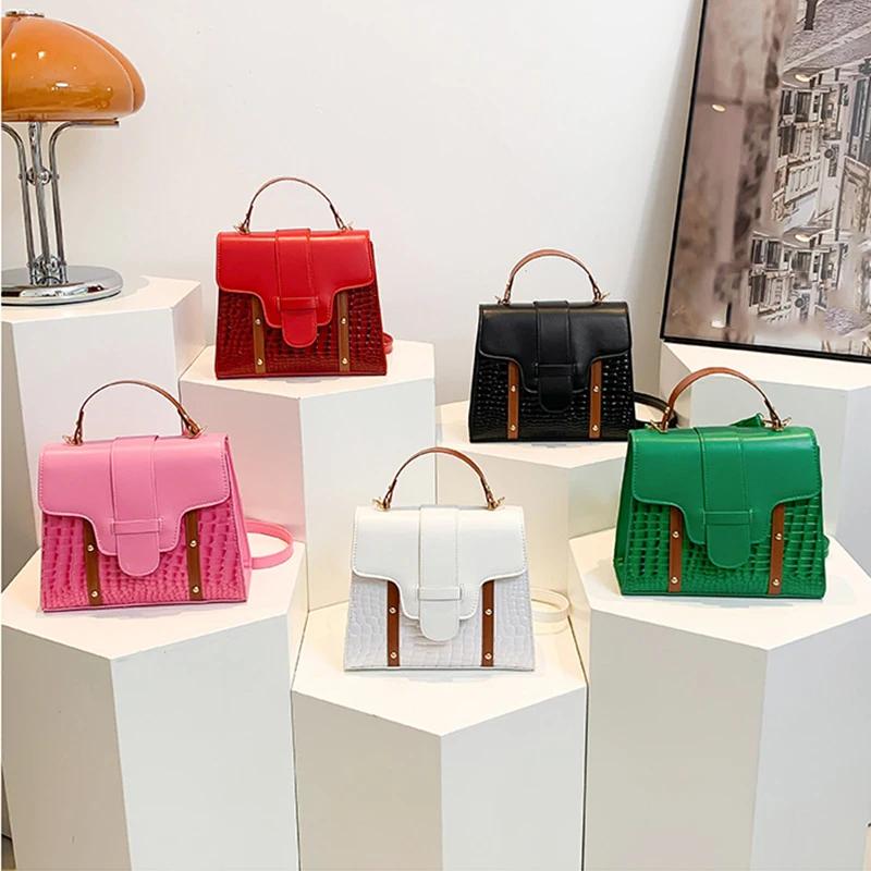 Stone Pattern Rivet Handheld Bag  Versatile Crossbody Bag  One Shoulder  Elegant and High-end  New