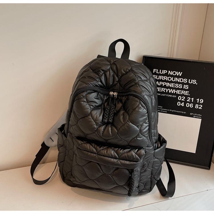 New down cotton jacket backpack fashion rhombus student schoolbag new large capacity leisure travel backpack