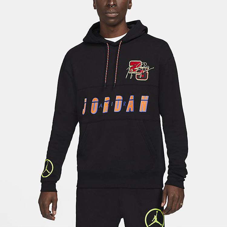 Air Jordan Logo Print Basketball Hoodie Men Tops Black CV2744-010