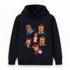 Kids Boys Girls Cartoon Cats Print Hoodie Casual Long Sleeve Pullover Sweatshirt for Daily Holiday Wear