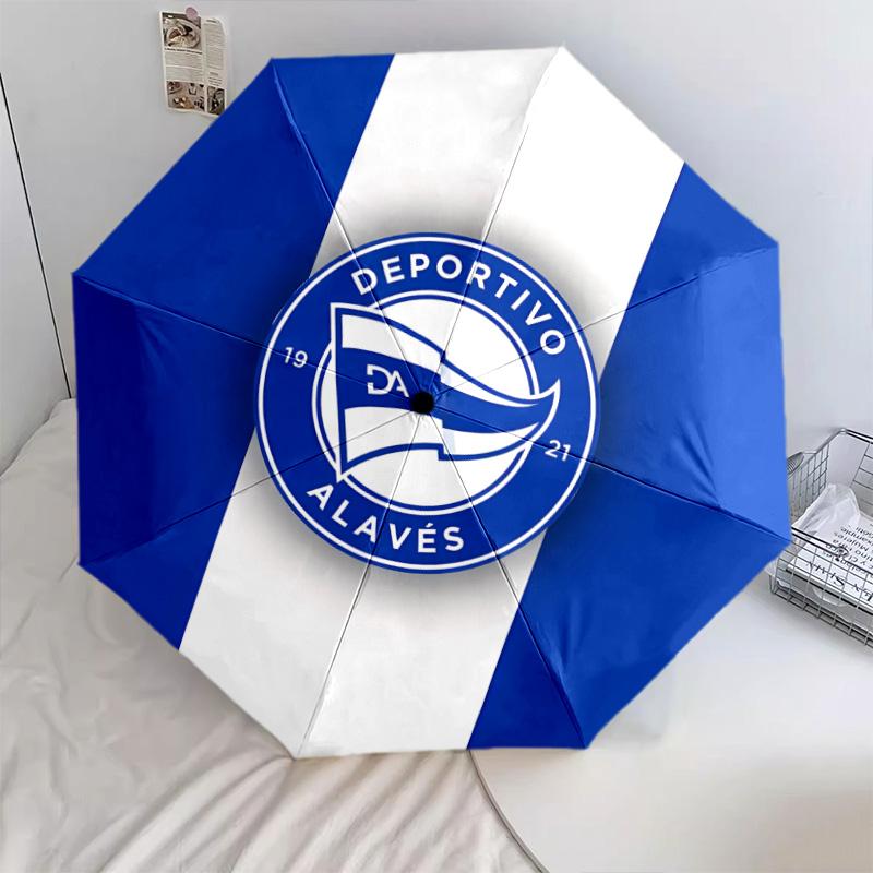 1 PC Automatic Folding Umbrella - Deportivo Alaves Pattern Portable Foldable Design With 8 Ribs Christmas Birthday Gifts