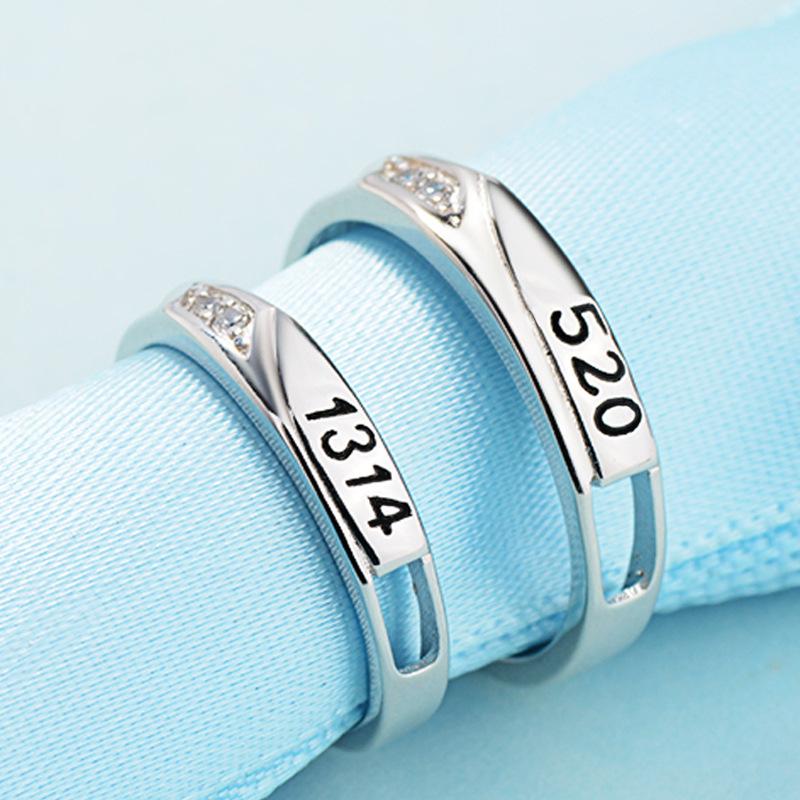 High-grade Fashion Trends Differences with Personalised Glitter and Lustre Ring Female Proposal Wedding Open Ring Couple Ring Jewellery