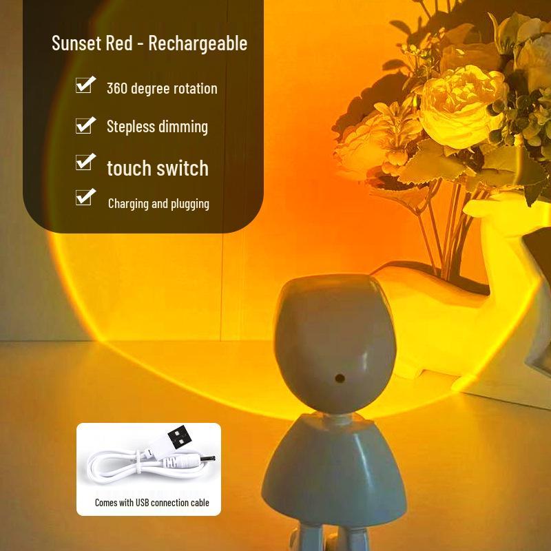 Atmosphere Projection Lamp: RGB Night Light, Astronaut, Sunset & Dawn Rechargeable (Touch + Stepless Dimming)