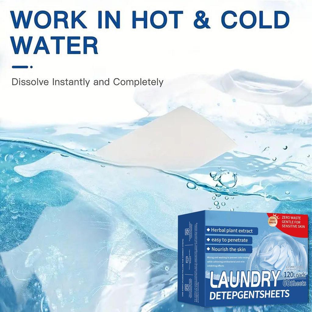 Washer Sheets Detergent 120 Loads Washing Machine Detergent Sheets Fresh Scent Cleaning Paper For Cruise Adventure RV Life