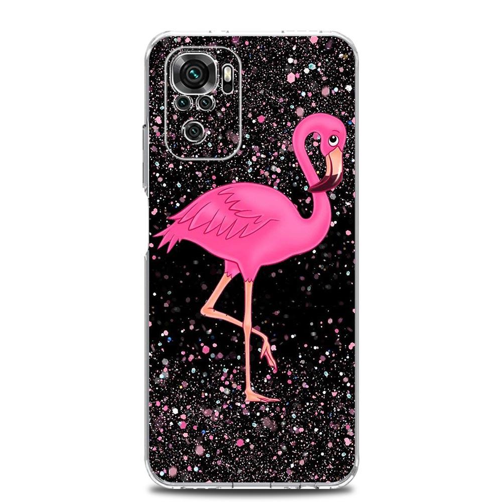 Phone Case For Xiaomi Redmi Note 13 12 5G 9S 9 8 10 11 Pro Plus 4G 9T 13C 12C 10C 9C 9A 7 Clear Cover Lovely Pink Flamingos Leaf