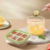 New Ice Storage Compartment with Mini Silicone Square Mould and Lid, Easy Release 6 Cube Ice Tray