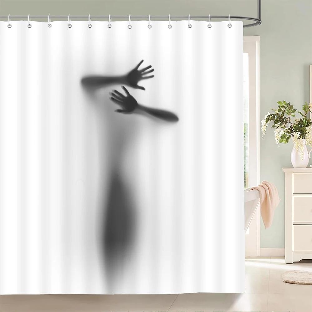 Wasserdichter Damen-Schatten-Duschvorhang Sexy Mädchenporträt Hochwertige Badezimmervorhänge für Heimdekorationen mit Haken