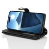 For iPhone 16 Stand Case PU Leather Phone Cover with Straps/Zipper Wallet/Multiple Card Slots
