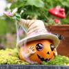 Halloween Pumpkin Ornament Spooky Resin Pumpkin Statue with Hat Spider Skull for Halloween Home Tabletop Decor