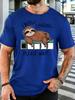 Unisex Crew Neck Tee Lazy Sloth Energy Loading Print Short Sleeve Top Summer Daily Outdoor Loose Soft Casual Basic Street Wear
