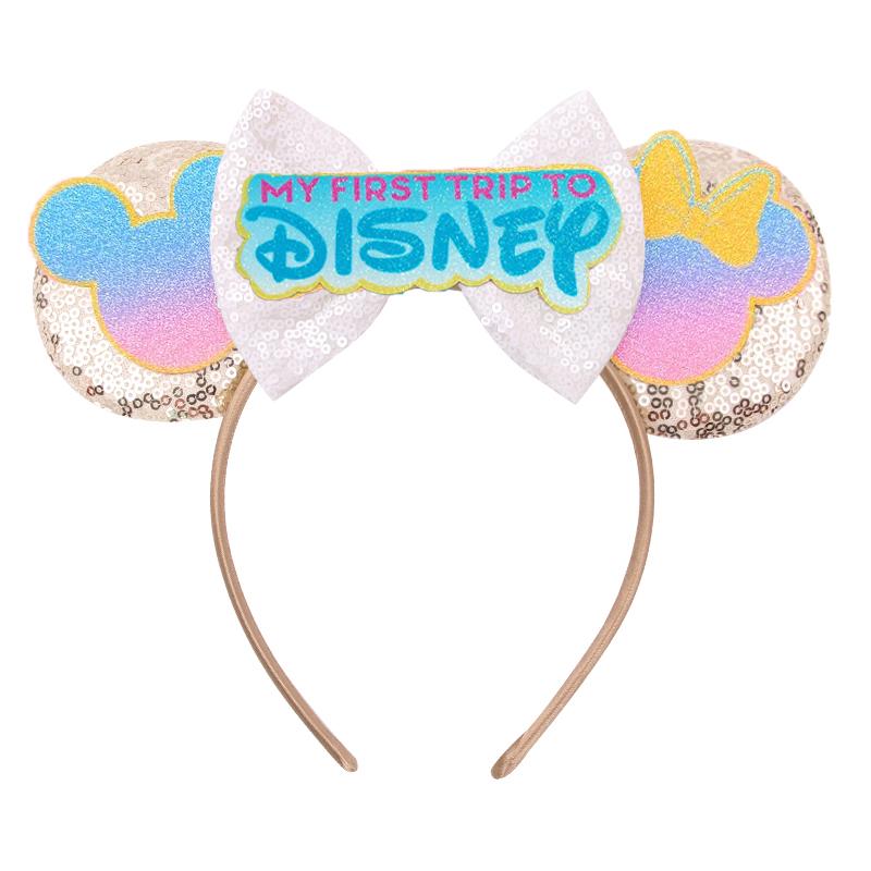 Trip Mickey Ears Headband For Girls Women Sequin Castle 5"Bow Hairband Festival Party Cosplay DIY Hair Accessories